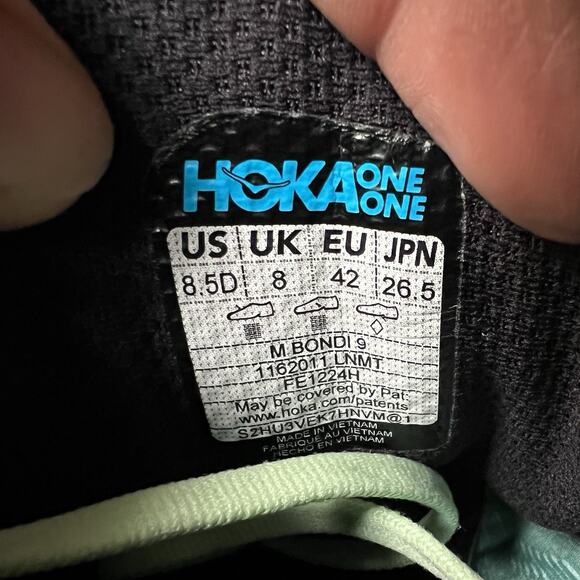 Hoka One One Bondi 9 Luna Moth Blue Spark Men's 8.5 Road Running Shoes Sneakers - Picture 13 of 16